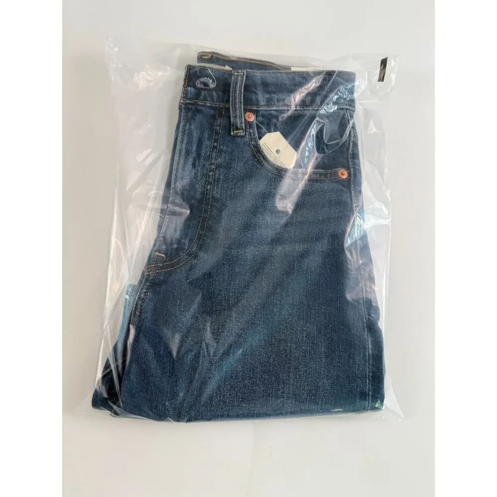 Levi's Premium Women Ribcage Bermuda High Rise Jeans Short Size 24 Blue NWT
